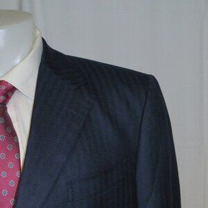 Battistoni Sartoria Partenopea 100% Cashmere Custom Blue Three Biutton Suit 46R
